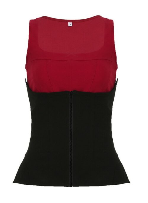 Red And Black Two-Piece Layered Corset Top | Jennie - BlackPink