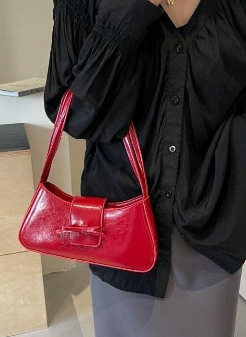 Red Bow Accent Mini Shoulder Bag | Hinata - XG