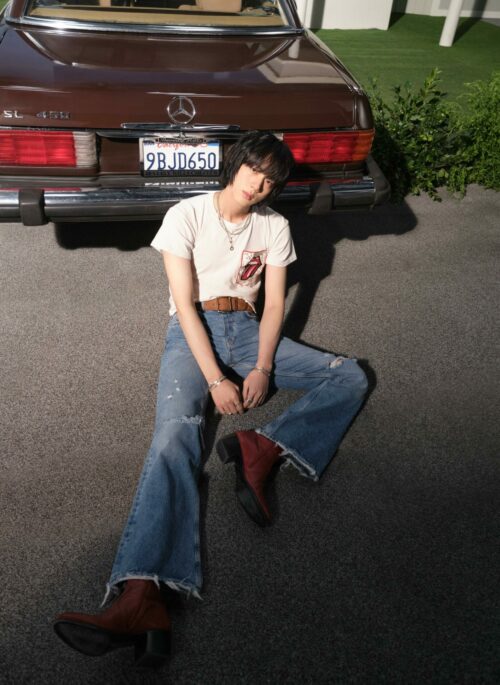 Red Faux Leather Block Heel Boots | Jin – BTS