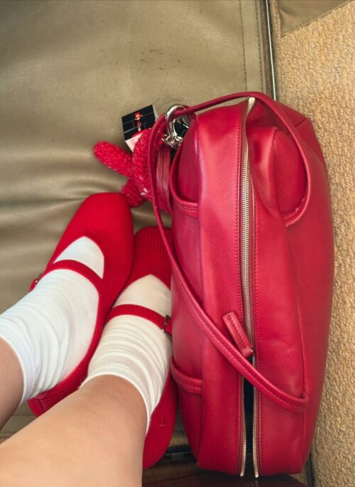 Red Knitted-Style Mary Jane Flats | Jennie - BlackPink