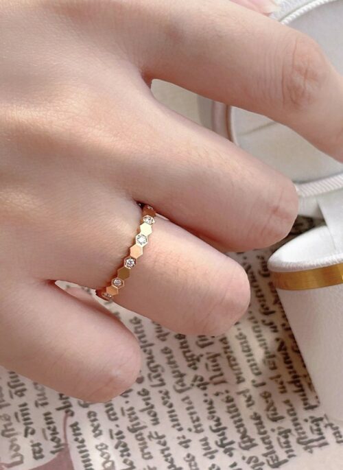Rose Gold Honeycomb Crystal Embellished Ring | Seungmin – Stray Kids