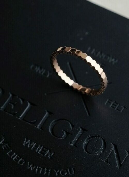 Rose Gold Honeycomb Minimalist Ring | Seungmin – Stray Kids