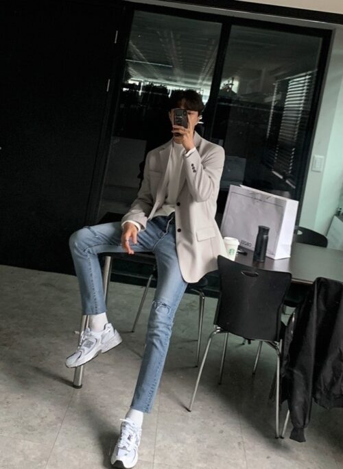 Trendy Grey Casual Blazer Jacket