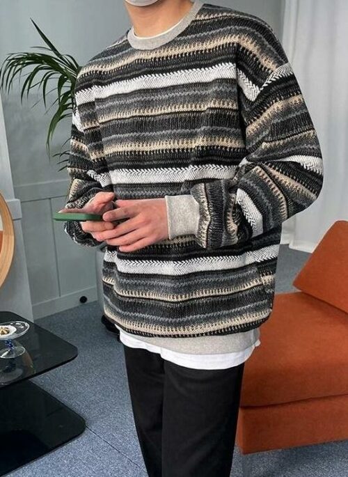 Vintage Striped Knit Pullover Sweater