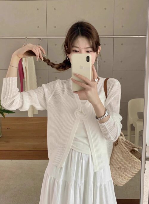 White Flower Thin Cardigan | Lia – ITZY