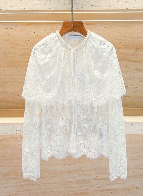 White Lace Cape Style Blouse | Jisoo - BlackPink