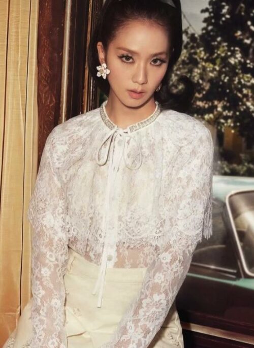 White Lace Cape Style Blouse | Jisoo - BlackPink