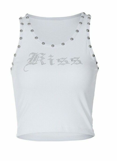 White Rivetted Crop Tank Top | Julie – Kiss Of Life