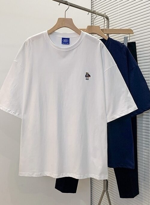 Bear Embroidered Cotton T-Shirt