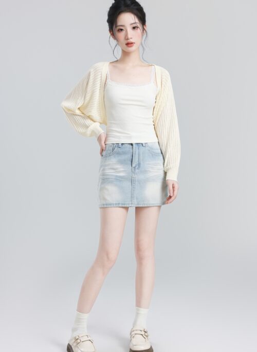 Beige Lightweight Knit Sun Protection Cardigan