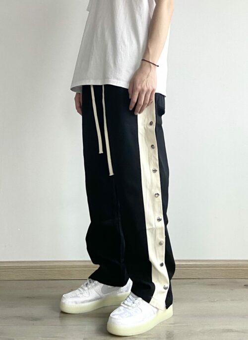 Black And White Snap Side Buttons Pants | Minghao - Seventeen