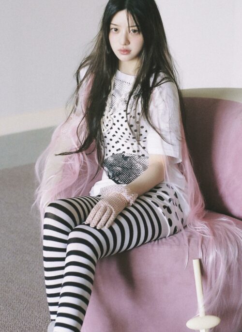 Black And White Stripes Leggings | Minju – ILLIT