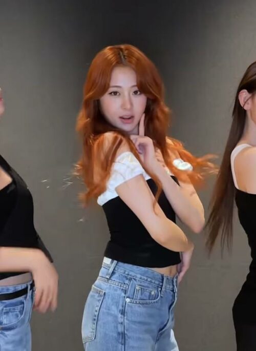 Black Off-Shoulder Button-Front Top | Yunjin – Le Sserafim