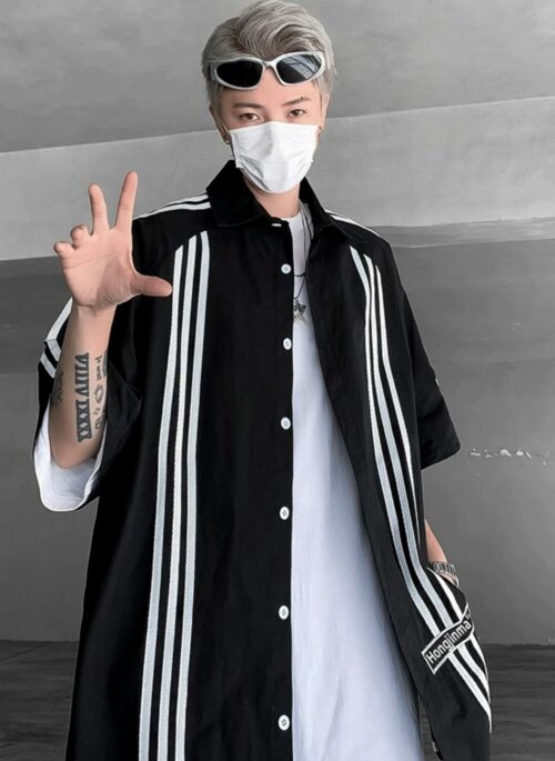 Black Triple Lined Oversized Shirt | Felix – Stray Kids