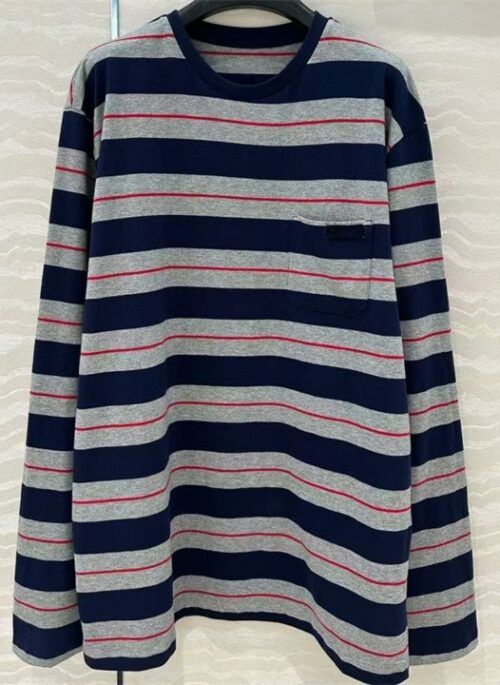 Blue And Grey Striped Long Sleeve T-Shirt | Seulgi – Red Velvet