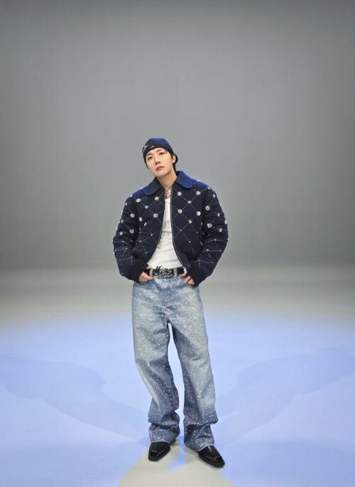 Blue Crystal-Studded Baggy Jeans | J-Hope – BTS