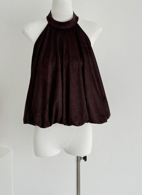 Brown Gathered Neck Halter Top | Jennie – BlackPink