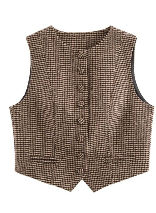 Brown Vintage Houndstooth Vest | Ruka – BabyMonster