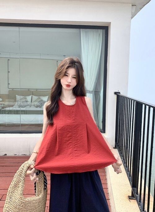 Color Block V Neck Wide Leg Pants Set