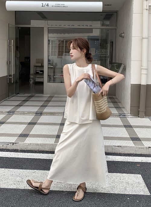 Elegant Sleeveless Vest And Skirt Fashion Set