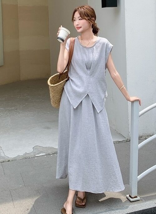 Elegant Summer Vest And Skirt Set