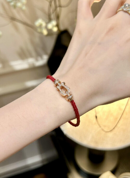 Gold Horseshoe Charm With Red String Bracelet | Jin - BTS