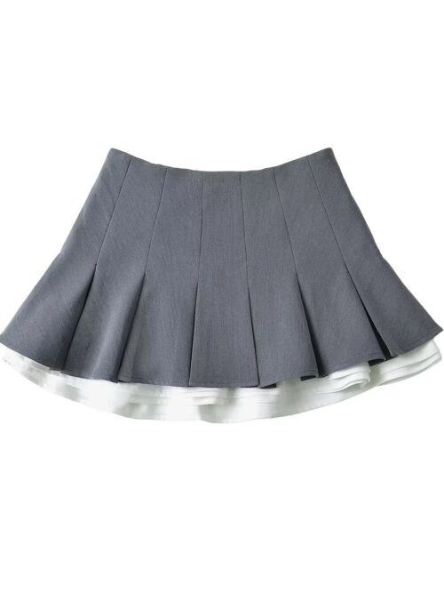 Grey Layered Pleated Mini Skirt | Wonyoung - IVE