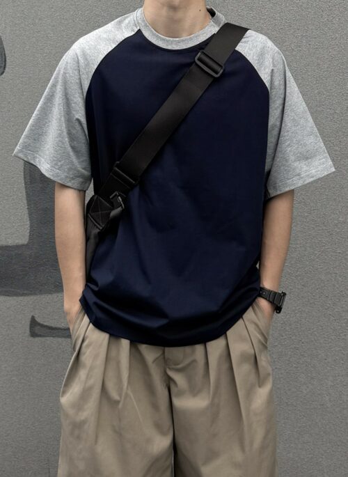 Navy Blue Raglan Sleeve Crewneck T-Shirt | Jake – Enhypen