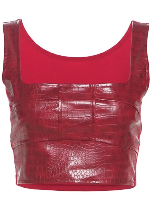 Red Faux Leather Crop Top | Jennie – BlackPink