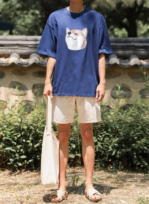 Retro Dog Print Short Sleeve T-Shirt