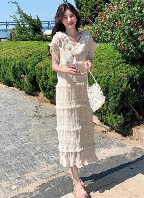 Romantic Ruffled Layered Vacation Dress
