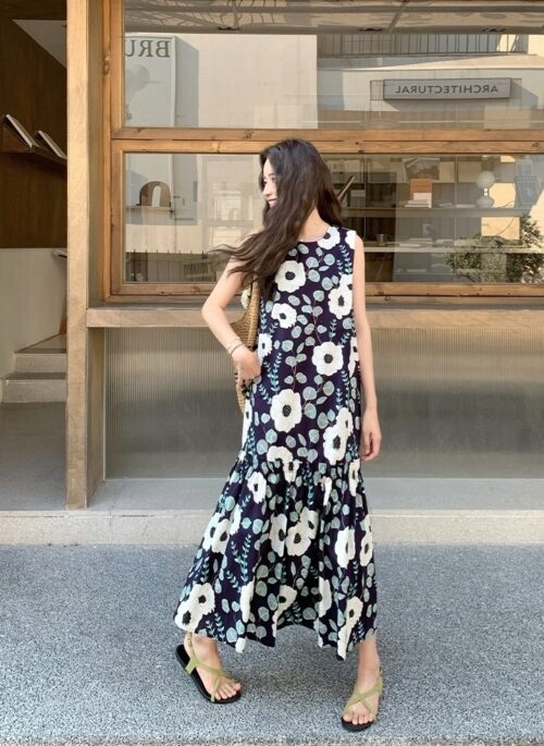 Vintage Floral Sleeveless Loose Fit Sundress