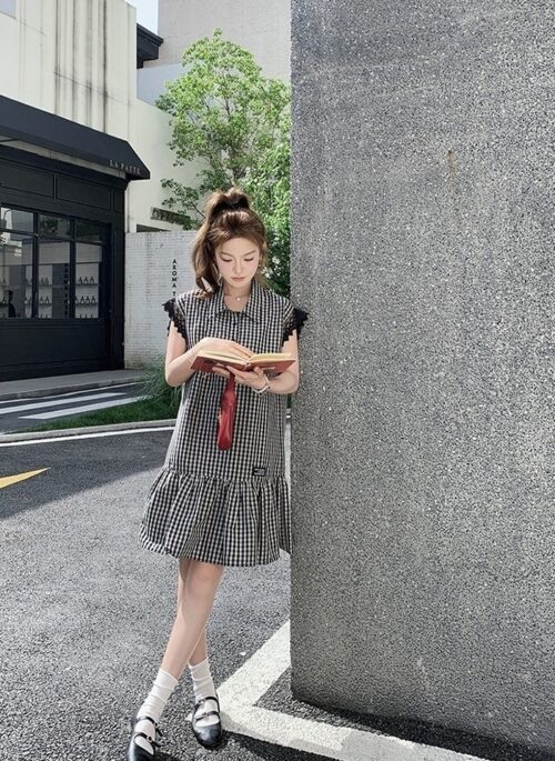 Vintage Plaid Casual Summer Midi Dress