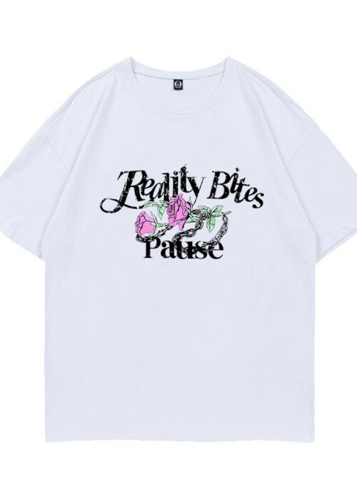 White Chained Rose Printed T-Shirt | IU