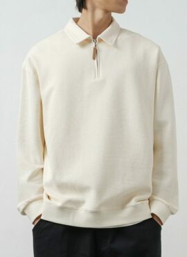 Beige Collared Long Sleeves Polo | Gu Do Won – Resident Playbook