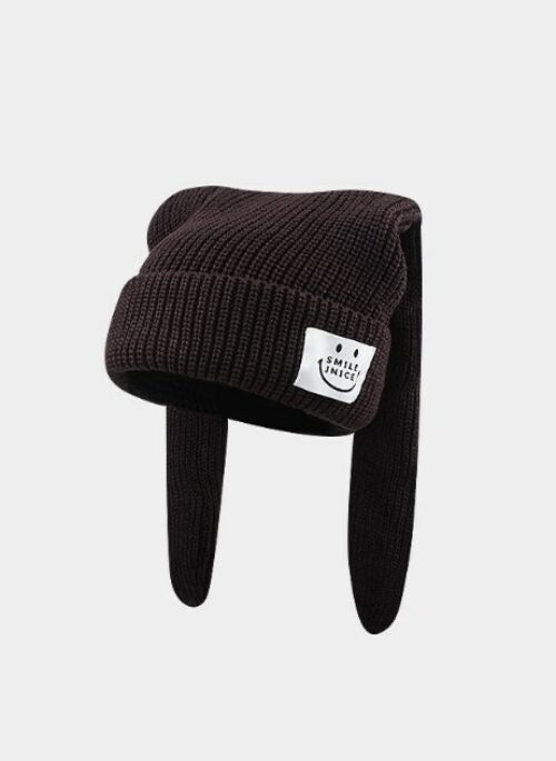 Brown Knitted Bunny Ears Beanie | Jin – BTS