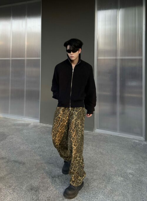 Brown Leopard Pattern Wide Leg Pants | Haechan - NCT
