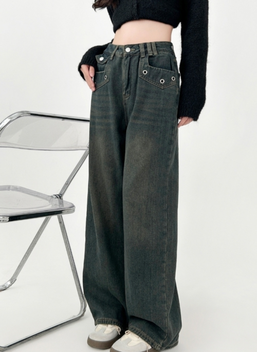 Fleece Lined High Waist Wide Leg Jeans