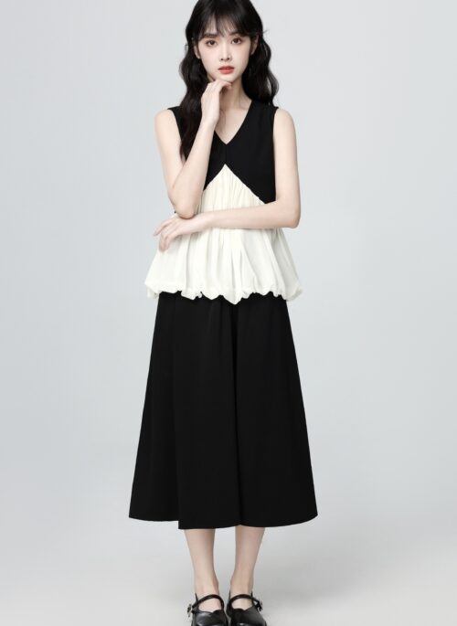 French Style Ruffled V Neck Sleeveless Top