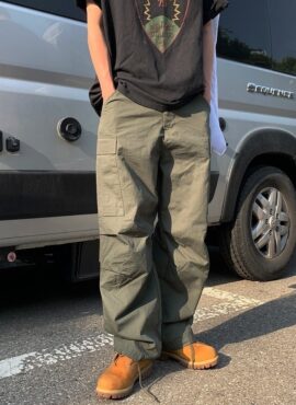 Relaxed Fit Casual Cargo Trousers Korean Style
