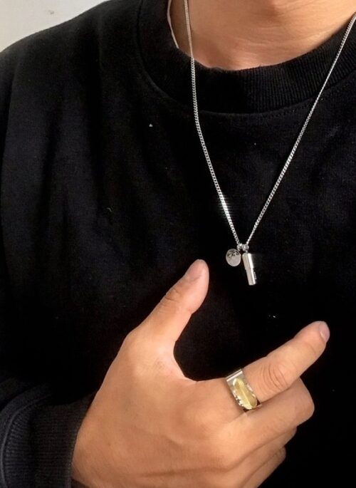 Silver Capsule Pendant Chain Necklace | Hyunjin – Stray Kids