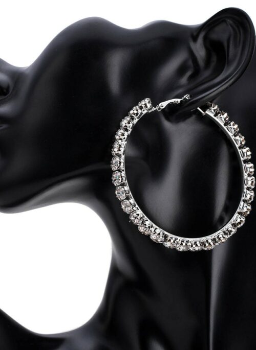 Silver Crystal-Embedded Hoop Earrings | Asa – BabyMonster