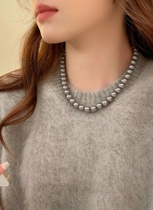 Silver Metallic Beads Chain Necklace | Haechan – NCT