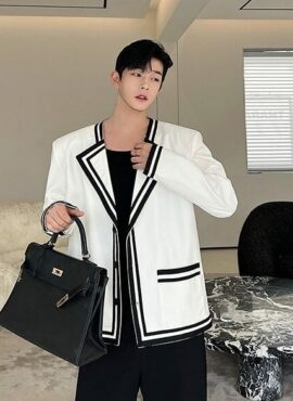 White Contrast Linings Blazer Jacket | Pyo Nam Kyung – Resident Playbook