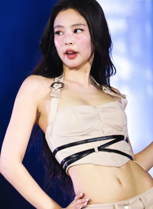 Beige Halter Neck Buckled Corset Top | Jennie – BlackPink