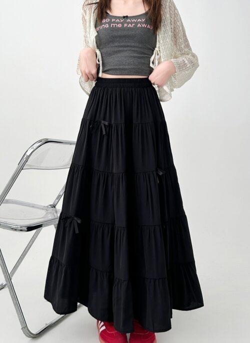 Black Bow Flowy Cake Skirt