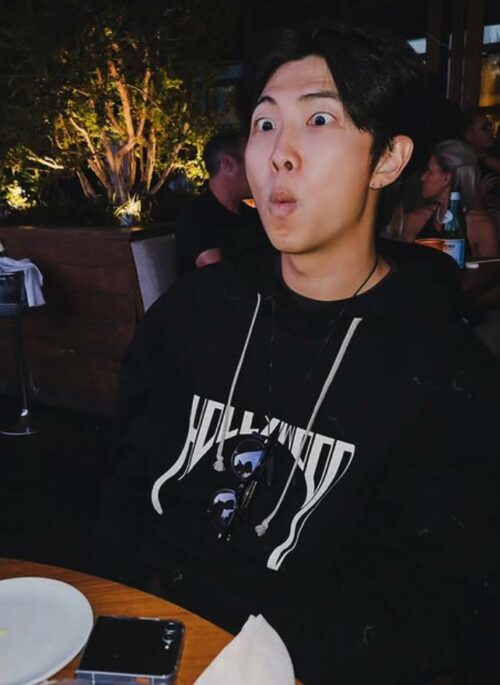 Black Distorted Hollywood Hoodie | RM - BTS