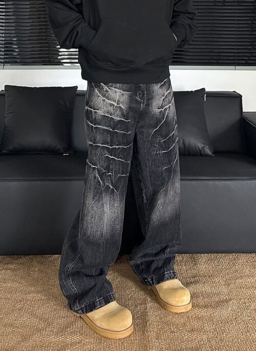 Black Faux Ripped Graphic Jeans | Shownu – MONSTA X