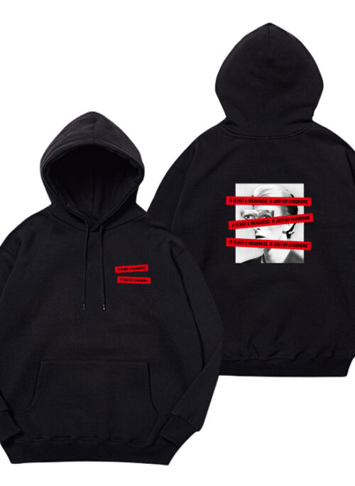 Black Grunge Graphic Text Hoodie | Jeongin - Stray Kids