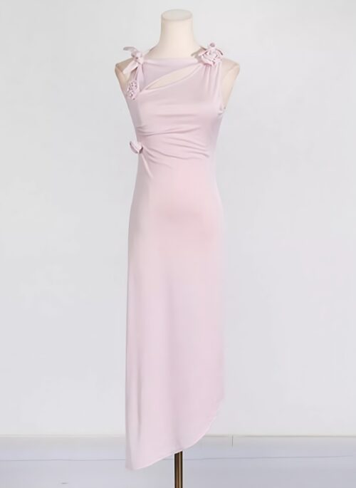 Pink Chest Cut-Out Flowy Flower Dress | Rei – IVE